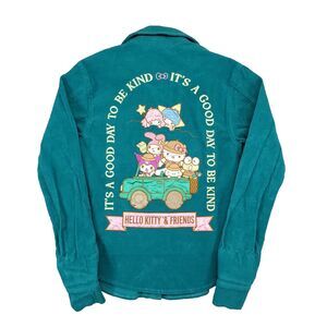 Hello Kitty And Friends Shirt Womens S Green Corduroy SANRIO Good Day To Be Kind